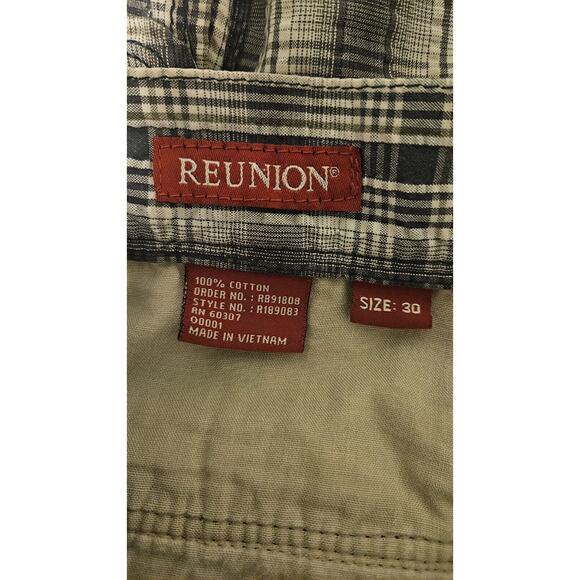 Reunion Shorts Mens Plaid Cargo Size 30 Blue Tan Pockets Skater - Picture 5 of 5
